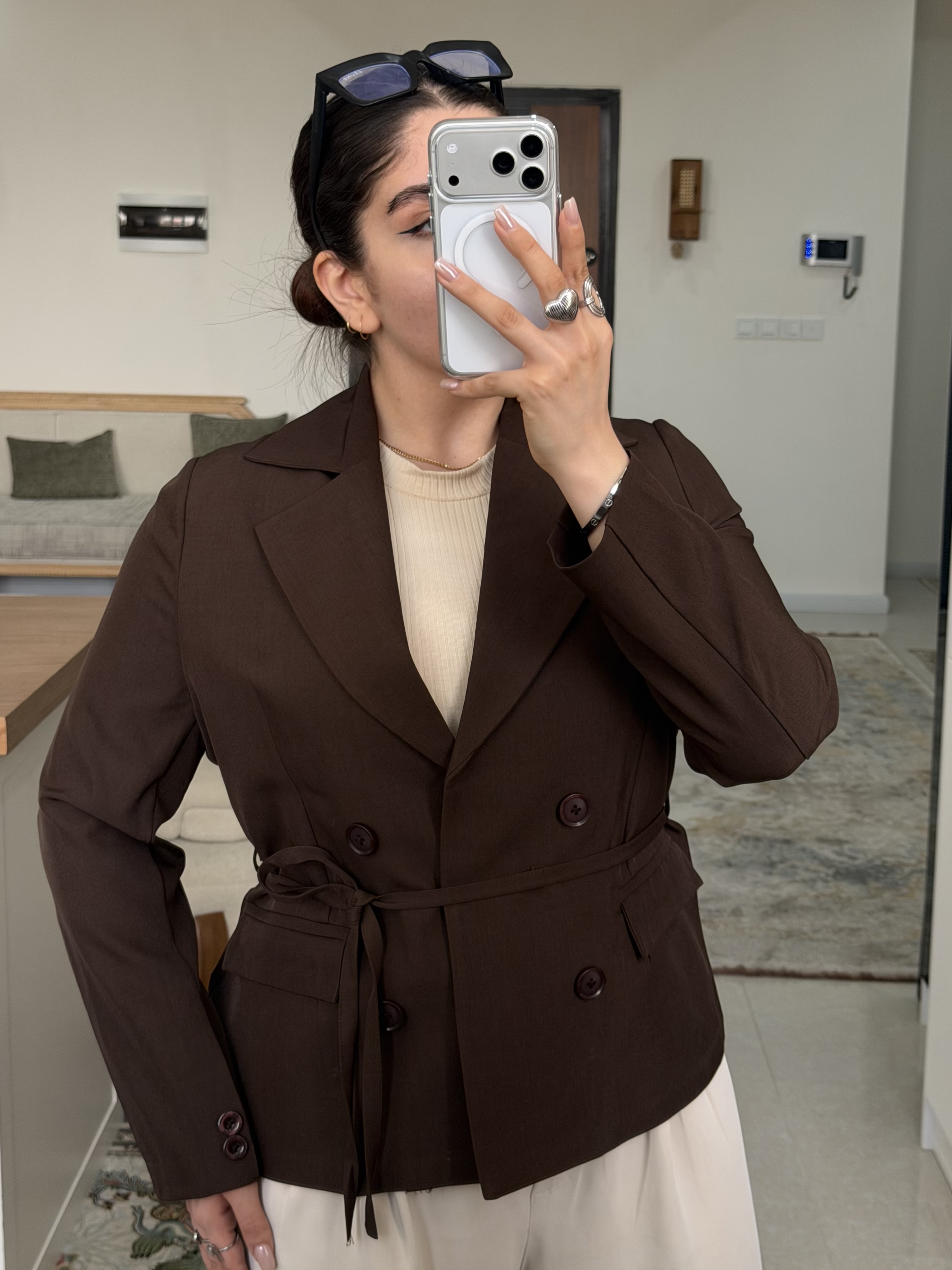 کت زنانه بند دار دیپلمات