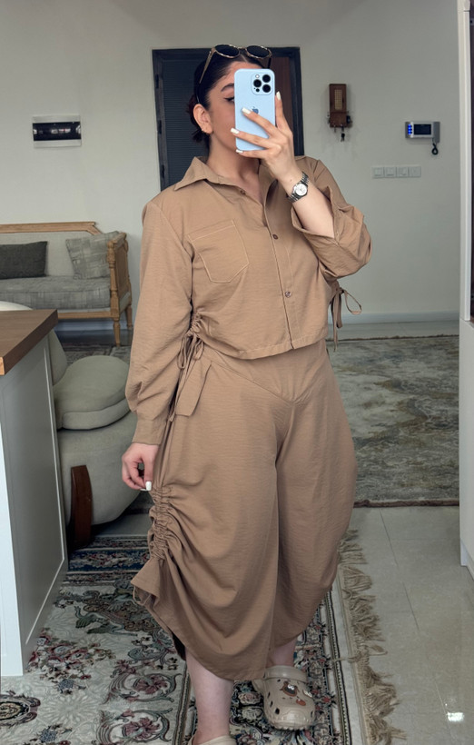 ست شومیز کراپ و شلوار سندبادی زنانه