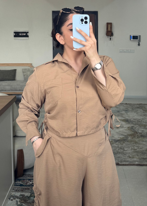 ست شومیز کراپ و شلوار سندبادی زنانه