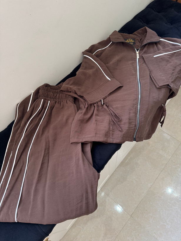 ست وست زیپدار و شلوار بگ زنانه